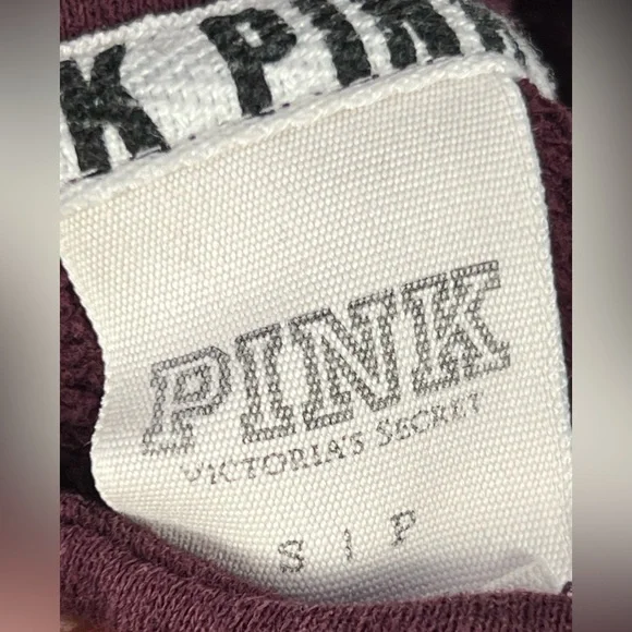 Victoria's Secret PINK Half-Zip Sweatshirt - Burgundy with Red Logo Woman’s  Sm - Picture 2 of 8